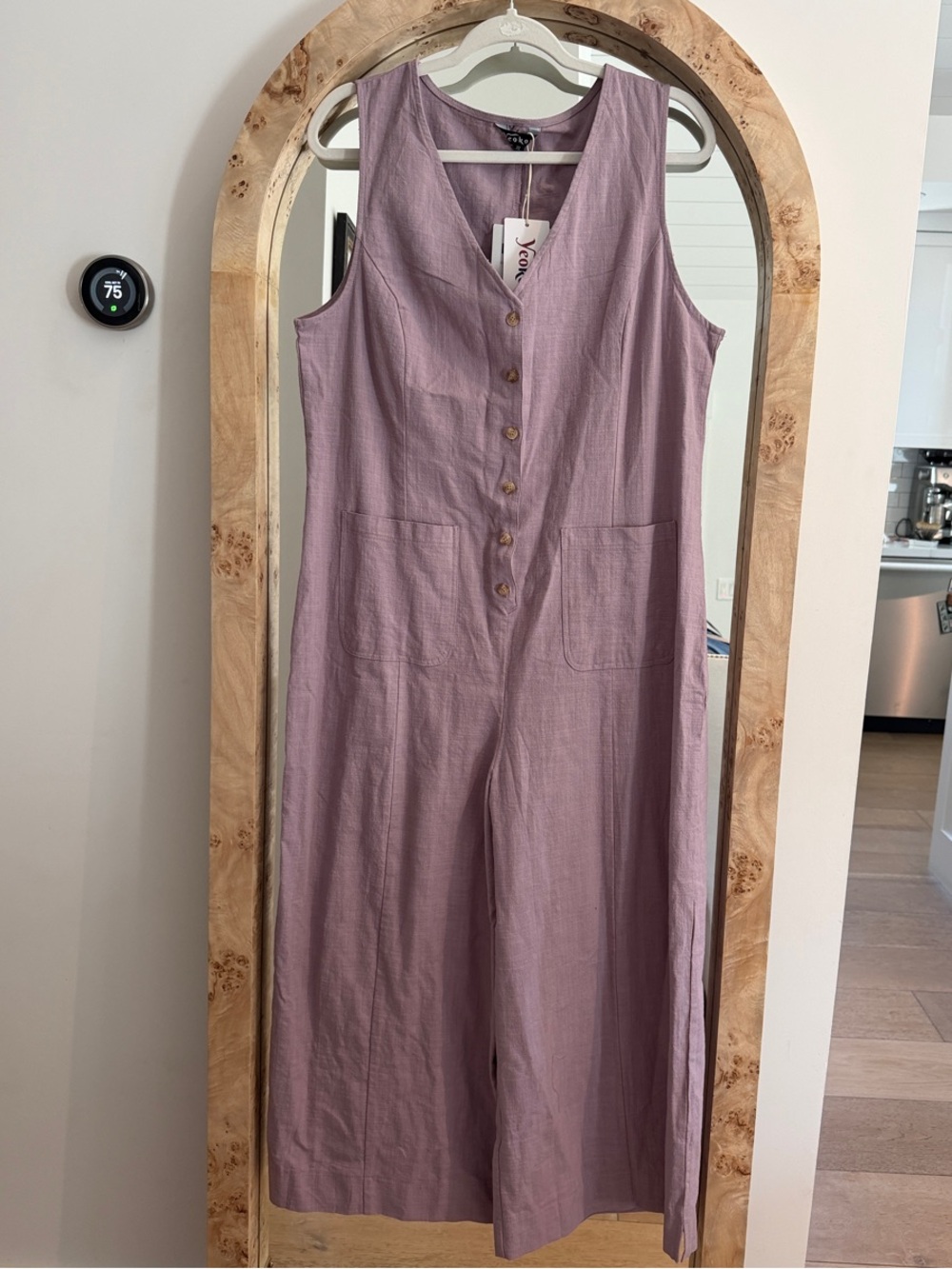 NWT Sleeveless Linen blend Lavender Button-Front Jumpsuit